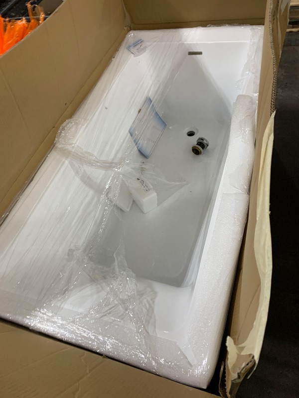 Photo 1 of WOODBRIDGE 60" Acrylic Rectangular Alcove Soaking Bathtub in White with Left Drain, Brushed Nickel pop-up Drain Included , LB428-L
