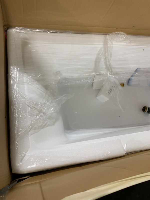 Photo 1 of WOODBRIDGE 60" Acrylic Rectangular Alcove Soaking Bathtub in White with Left Drain, Brushed Nickel pop-up Drain Included , LB428-L
