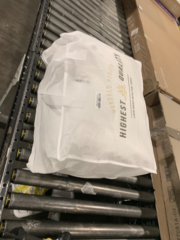 Photo 1 of L LOVSOUL Goose Feather Down Fiber Comforter Oversize King Size, 100% Organic Cotton Fabric Duvet Insert,1200TC,750+FP, Hotel Collection, All Season White Bedding Comforters with 8 Tabs,100oz