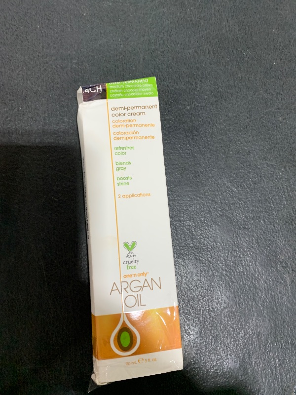 Photo 1 of One N' Only Demi Permanent Hair Color - Permanent Hair Dye Made with Argan Oil - Delivers Rich, Accurate Tones with Gray Coverage - Improves Moisture & Elasticity - 4CH Medium Chocolate Brown (3 oz)