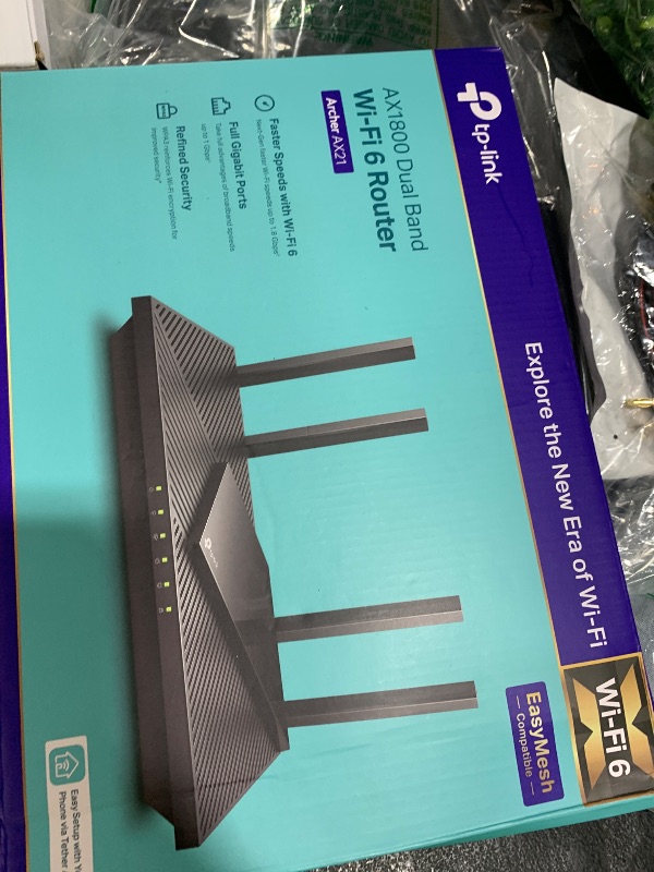 Photo 1 of TP-Link AX1800 WiFi 6 Router V4 (Archer AX21) – Dual Band Wireless Internet, Gigabit, Easy Mesh, Works with Alexa - A Certified for Humans Device, Free Expert Support