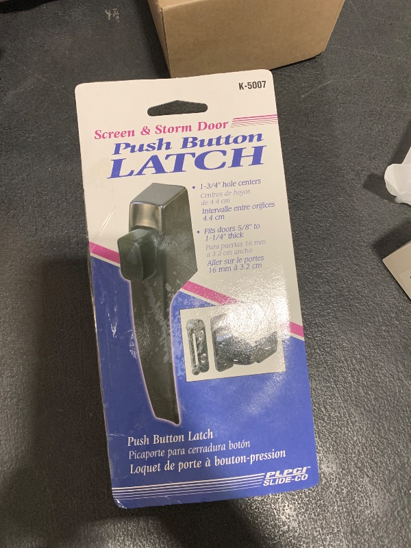 Photo 1 of Prime-Line K 5007 Screen and Storm Door Push Button Latch Set With Night Lock, Fits Doors 5/8 – 1-1/4 In. Thick, Black Finish (Single Pack)