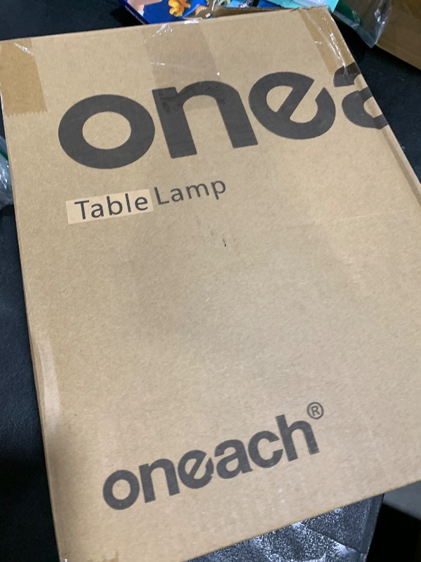 Photo 1 of Oneach 19.5” Table Lamps Set of 2, Pull Chain Switch Bedside Table Lamps, Farmhouse Nightstand Lamp with Unique Natural Shade, Small Lamp for Living Room, Bedroom, Home Office, Nursery