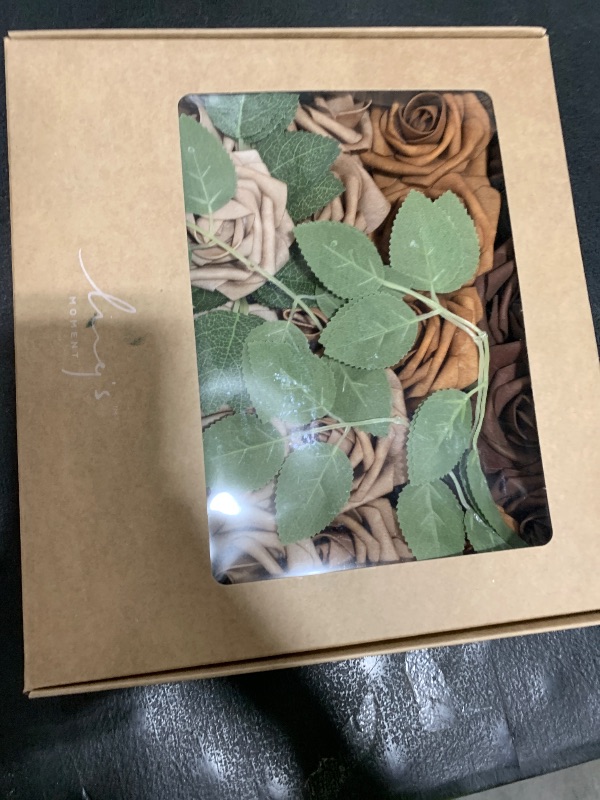 Photo 1 of Ling's moment Artificial Flowers, 25Pcs 3" Roses in Walnut Brown Shades, Realistic DIY Foam Floral Decor for Wedding Bouquets/Centerpieces, Outdoor Party Backdrops, Room/Table, Garden/Pot Decorations