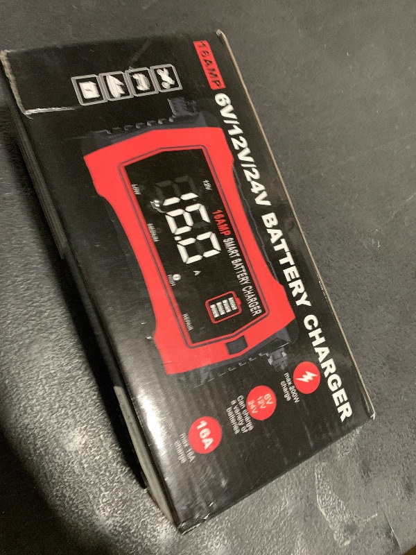 Photo 1 of 16 Amp Battery Charger, Car Battery Charger 6V 12V 24V Lithium,Lifepo4,Lead-Acid(AGM/Gel/SLA..),Battery Maintainer, Trickle Charger, and Battery Desulfator for Car,Boat,Motorcycle…