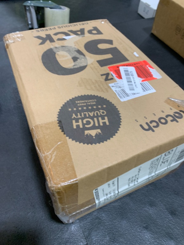 Photo 1 of 100-Piece (50-Pack) 34 OZ Meal Prep Containers Reusable with Lids, Sturdy Leakproof & Food Safe, Microwave, Freezer, Dishwasher Safe To Go Food Containers, Plastic Take Out Containers, Black