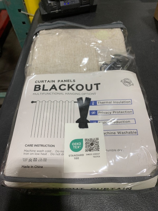 Photo 1 of 100% Blackout Shield Full Blackout Curtains for Bedroom 92 inch Length 2 Panels Set, Clip Rings/Rod Pocket Faux Linen Black Out Curtains for Living Room, Thermal Insulated, 50Wx92L, Oatmeal