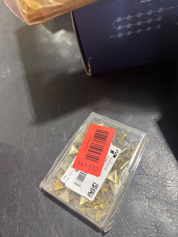 Photo 1 of 100 Pcs Gold Thumb Tacks, Decorative Triangle-Shaped Push Pins with Steel Point for Cork Board, Bulletin Board, Map, Craft, Office Supplies