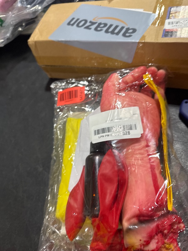 Photo 1 of 10 Pcs Halloween Costume Accessories Set Yellow Raincoat Jacket Balloon Fake Human Arm Hands Fake Blood Halloween Cosplay