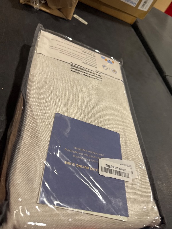 Photo 1 of 100% Blackout Shield Linen Blackout Curtains for Bedroom 90 Inches Long, Back Tab/Rod Pocket Living Room Drapes, Thermal Insulated Blackout Curtains 1 Panel Set, 100" W x 90" L, Beige