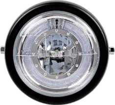 Photo 1 of 6 1/2" CREE XM-L LED Motorcycle Retro Black Clear Lens Headlight w/Halo Ring Compatible with Harley Bobber Cafe Racer Cruiser Vintage Style