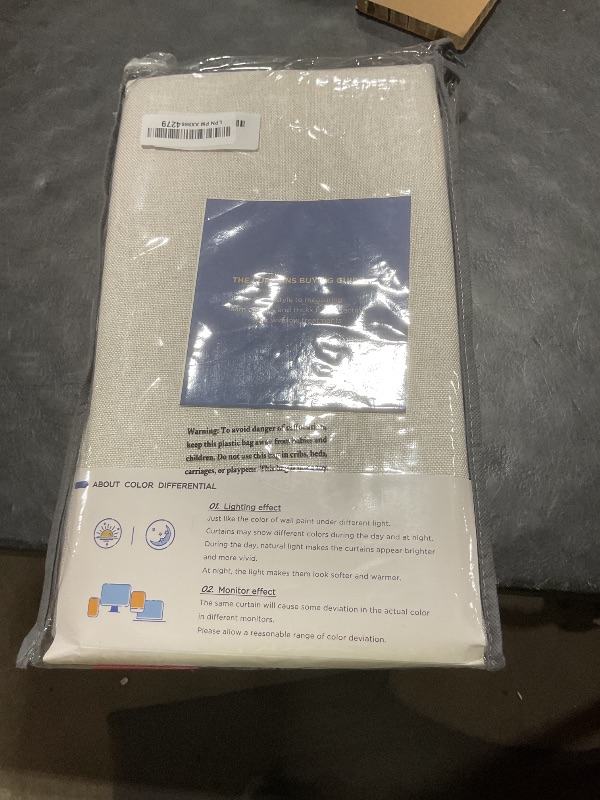 Photo 1 of 100% Blackout Shield Linen Blackout Curtains for Bedroom 90 Inches Long, Back Tab/Rod Pocket Living Room Drapes, Thermal Insulated Blackout Curtains 2 Panels Set, 50" W x 90" L, Beige