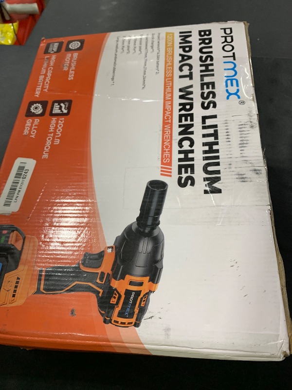 Photo 1 of 900Ft-lbs (1200N.m) Impact Wrench, 1/2" Cordless Impact Driver, 21V High Torque Power Impact Gun - 2x4.0Ah Batteries, Variable Speeds Brushless Impact Motor for Pickup Truck/Family Car (Orange Red)