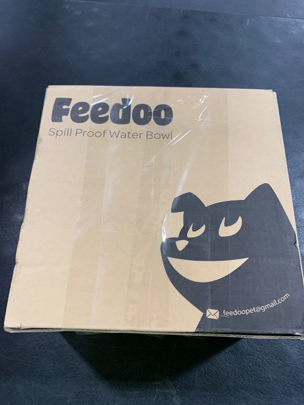 Photo 1 of Feedoo 1Gallon No Spill Water Bowl for Dogs, Double-Wall Stainless Steel with Splash-Proof Paws Lid and Floating Disk, Non-Slip Base, Easy to Clean Slow Water Feeder for Large Medium Dogs