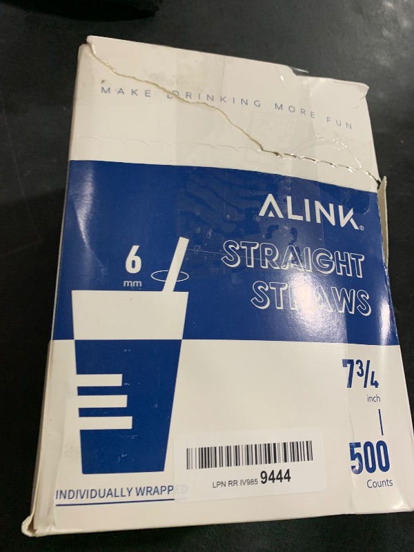 Photo 1 of ALINK 500-Pack Plastic Disposable Drinking Straws Individually Wrapped, Neon Colored Straight Party Straws - 7.75" x 0.23"