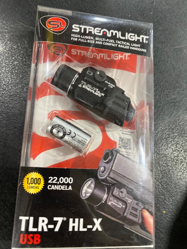 Photo 1 of Streamlight 69458 TLR-7 HL-X USB 1000-Lumen 22000 Candela Rechargeable Rail Mounted Weapon Light with Interchangeable High & Low Switches and Key Kit, Black