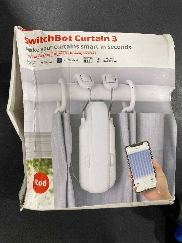 Photo 1 of SwitchBot Automatic Curtain Opener - Bluetooth Remote Control Smart Curtain with App/Timer, Upgraded High-Performance Motor, Add SwitchBot Hub to Work with Alexa, Google Home, HomeKit