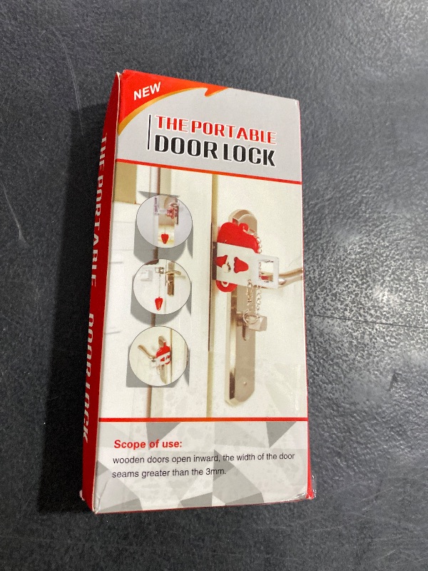 Photo 1 of Portable Door Lock & Door Stop Alarm Set, Dual Protection Home Security Door Kit, Travel Hotel Lock Devices Pocket Self Defensey Tools for Traveling Hotel Home Apartment,Red