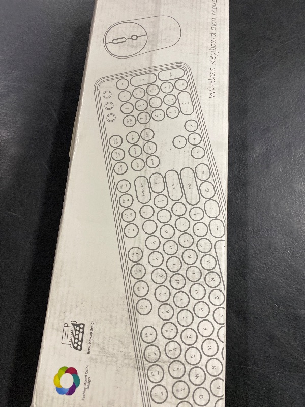 Photo 1 of Atelus Wireless Keyboard and Mouse, Typewriter Full Size Keyboard with Number Pad and 2 in 1 USB Connected Mouse for Windows 7/8/10, Laptop, Desktop, PC, Computer (Off-White)