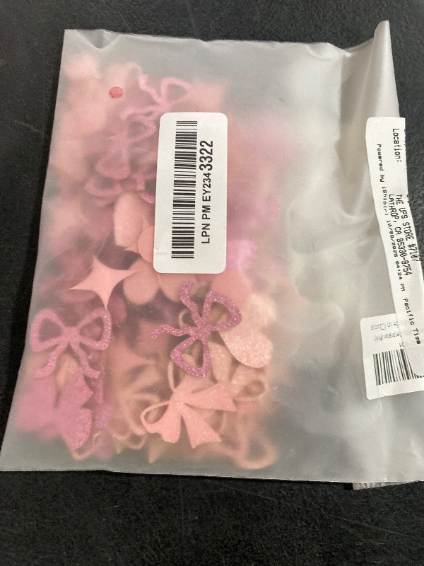 Photo 1 of 240 Pcs Pink Bow Confetti, Bow Theme Glitter Table Scatter for Coquette Baby Shower and Birthday Party Decoration (Pink)