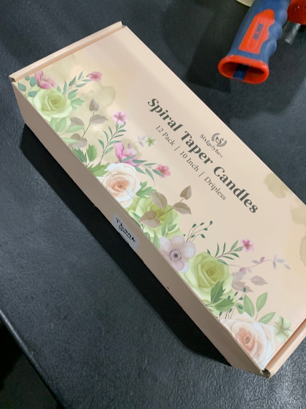 Photo 1 of 10 Inch Multi-Color Spiral Taper Candles for Home Decoration, 12 Pack Cream Candlesticks for Dinner Party Wedding Holiday