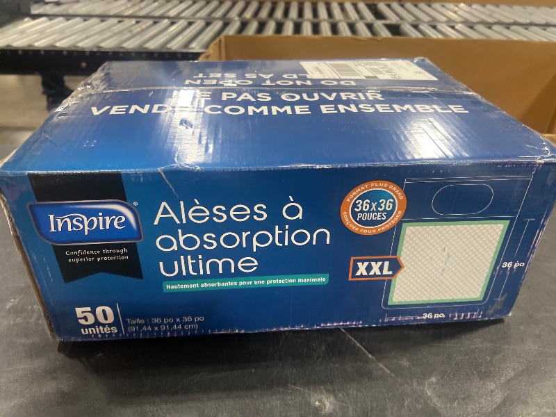 Photo 1 of Inspire Extra Large Super Absorbent Disposable Bed Pads for Incontinence Ultra Thick and Absorbent Bed Pads Disposable Adult | Puppy Pads | Pee Pads for Adults (36" X 36" Pack of 50 W/ Adhesive)