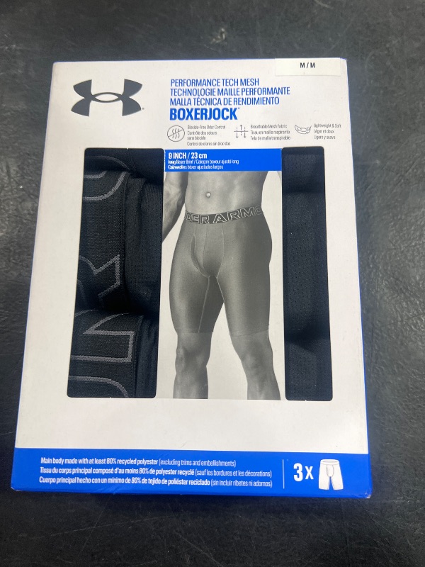 Photo 1 of Under Armour Men's 2-Pack Tech Mesh Long-Leg Boxer Brief, 9" Inseam, All-Day Comfort & Ultra-Soft   MED 