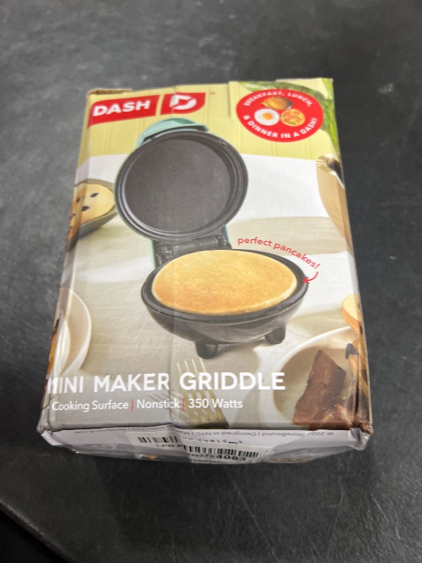 Photo 1 of DASH Mini Maker Electric Round Griddle for Individual Pancakes, Cookies, Eggs & other on the go Breakfast, Lunch & Snacks with Indicator Light + Included Recipe Book - Aqua,4 Inch