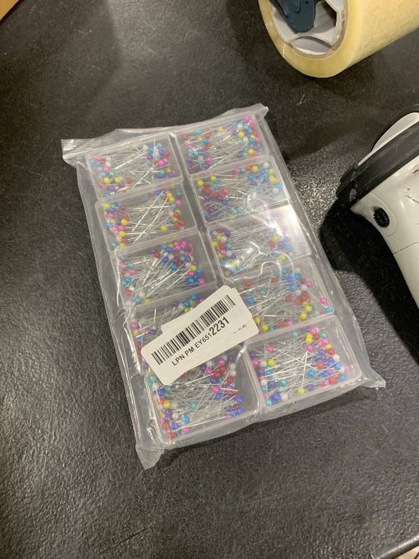 Photo 1 of 1000PCS Multicolor Straight Pins, Pearlized Ball Head Quilting Pins Long 1.5 inch for Fabric DIY Crafts