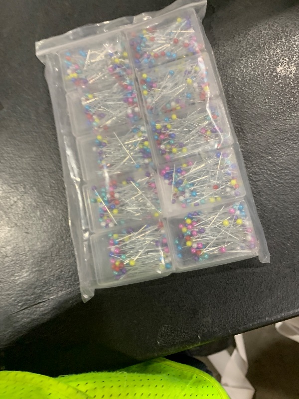 Photo 1 of 1000PCS Multicolor Straight Pins, Pearlized Ball Head Quilting Pins Long 1.5 inch for Fabric DIY Crafts