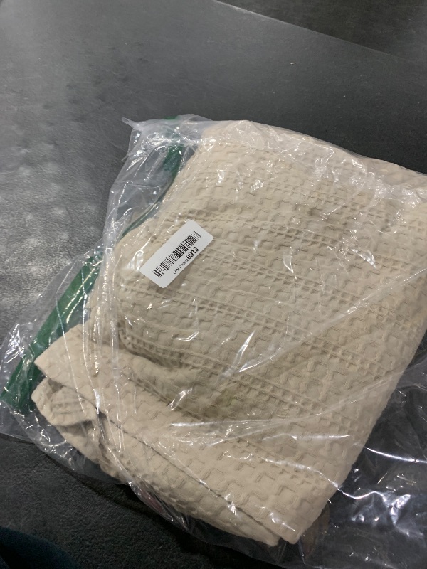 Photo 1 of 100% Cotton Waffle Blanket with Fringe, Pre-Washed Waffle Weave Blanket for All Season, Lightweight Breathable Soft Cozy Throw Blanket for Couch, Bed, Travel (Beige - 50x60 Inches)