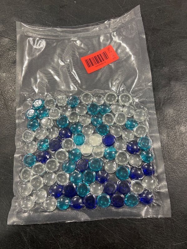 Photo 1 of FUTUREPLUSX 0.97 pounds, Flat Glass Marbles, Blue Mixed Gemstone Vase Fillers Beads Decorative Glass Pebbles Floral Fish Tank Rocks for Vases Table Scatter Aquarium Decor