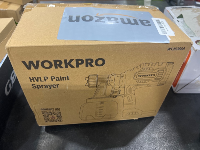 Photo 1 of WORKPRO Paint Sprayer, 600W HVLP Spray Paint Gun with 4 Nozzles, 3 Spray Patterns & Adjustable Flow, 44 fl.oz (1300ml) Container, Paint Gun for Furniture, Cabinets, Fence, Walls, Doors, DIY Projects