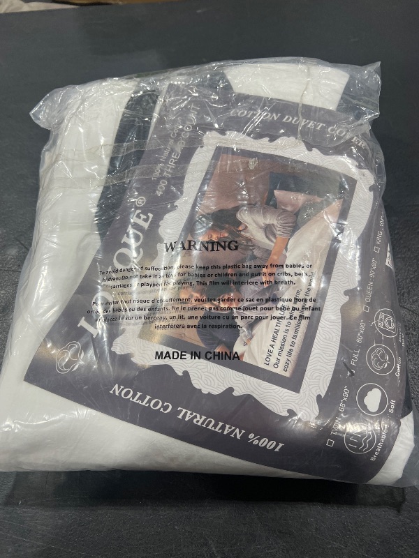 Photo 1 of White Duvet Cover Full Size, 100% Washed Cotton Linen Like Bedding Set with Zipper Closure (No Comforter), 80x90 Inches