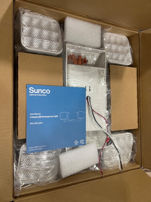 Photo 1 of Sunco 6 Pack LED Emergency Lights, Commercial Lighting for Business, Power Outages, Offices, with Backup Battery (90 Minutes), Wall Mount, Hard Wired, 120-277V, Fire Resistant (94V-0) UL.
