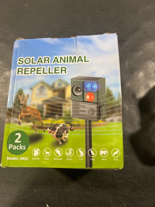 Photo 1 of X-PEST Solar Animal Repeller Ultrasonic, Cat Repellent Outdoor with USB Recharging, Waterproof Ultrasonic Deer Repellent Motion Activated Repel Dog, Squirrel, Deer, Raccoon, Skunk, Rabbit