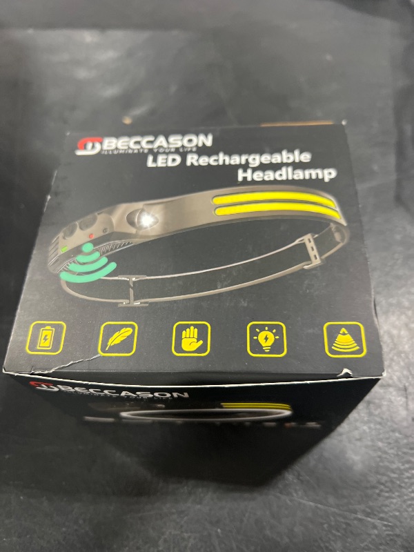 Photo 1 of Beccason LED Headlamp Rechargeable 2PCS - 230° COB Super Bright Head Lights for Forehead, Hard hat Light for Adults, USB C Headband Flashlight for Work, Hiking, Running, Camping Essentials Gear