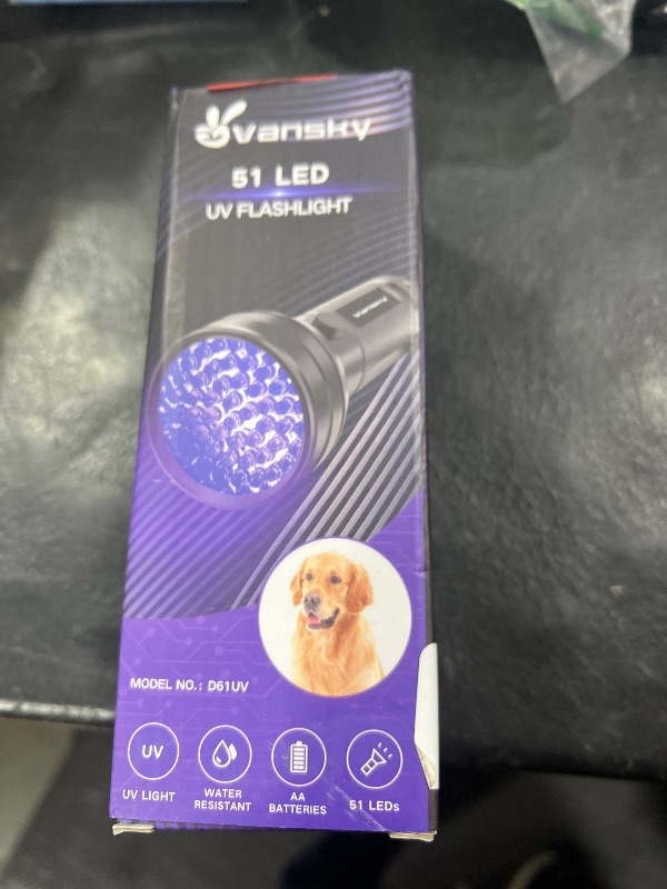Photo 1 of Vansky UV Flashlight Black Light, 51 LED Blacklight Pet Urine Detector for Dog/Cat Urine, Dry Stains, Bed Bug, Resin Curing, Scorpions Finder