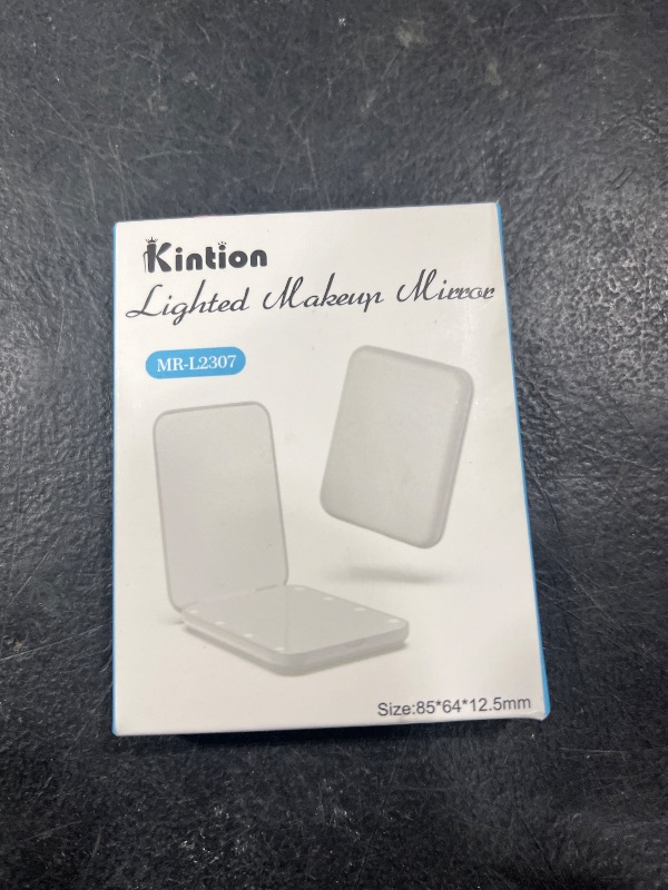 Photo 1 of Kintion Pocket Mirror, 1X/3X Magnification LED Compact Travel Makeup Mirror with Light for Purse, 2-Sided, Portable, Folding, Handheld, Small Lighted Mirror for Gift, White