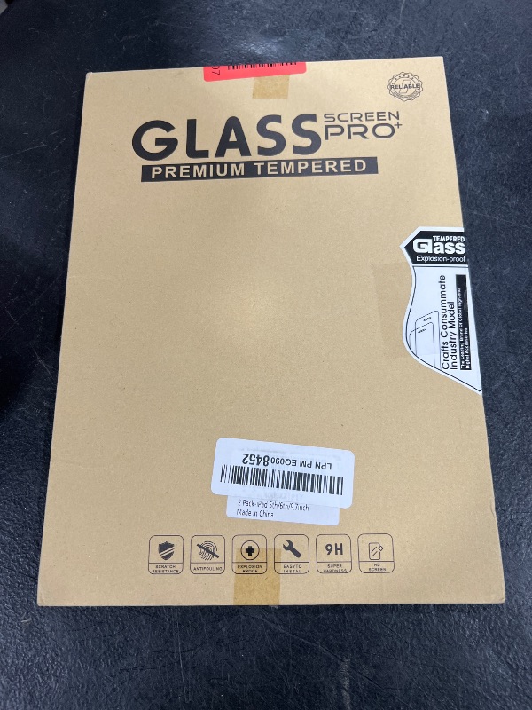 Photo 1 of Qularlans 2 Pack Screen Protector for iPad 6th 5th Generation 9.7 Inch 2018/2017, Tempered Glass Compatible with iPad Air 2/Air 1/iPad Pro 9.7, Anti-Scratch 9H Hardness Apple Pencil Compatible