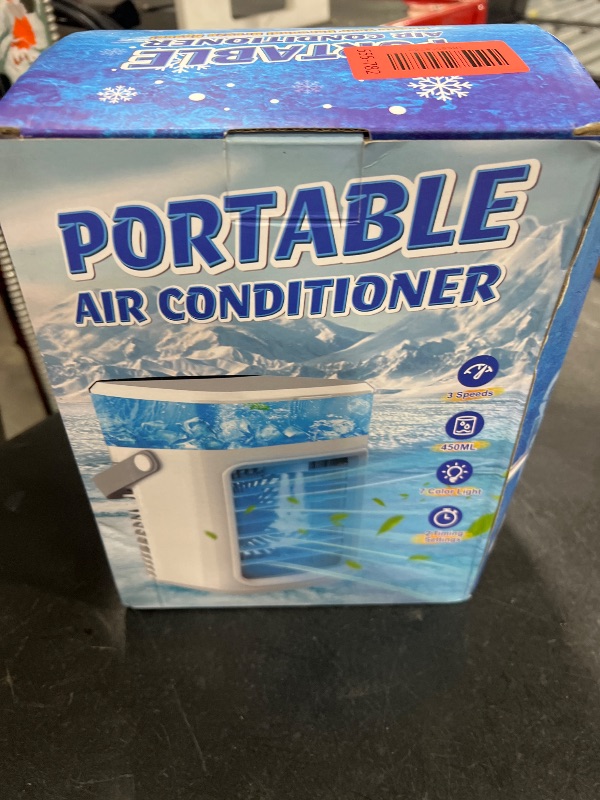 Photo 1 of Rechargeable Portable Air Conditioner, 2200mAh 3 Powerful Speeds Mini Air Conditioner, Large Water Tank Evaporative Air Cooler, Personal Space Cooler Humidifier, Small Portable AC Fan for Home