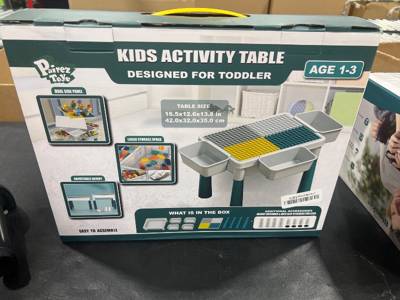 Photo 1 of Pairez Toys Small Activity Table for Toddlers 1-3, Kids Sensory Table for Playing Building Blocks, Marble Run Toy, Sand & Water, Color Dough, Art & Craft, Drawing & Learning (Small)