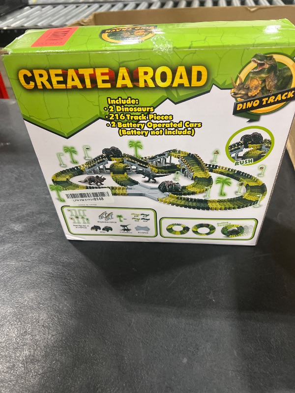 Photo 1 of Dinosaur Toys,Create A Dinosaur World Road Race,Flexible Track Playset and 2 pcs Cool Dinosaur car for 3 4 5 6 Year & Up Old boy Girls Best Gift