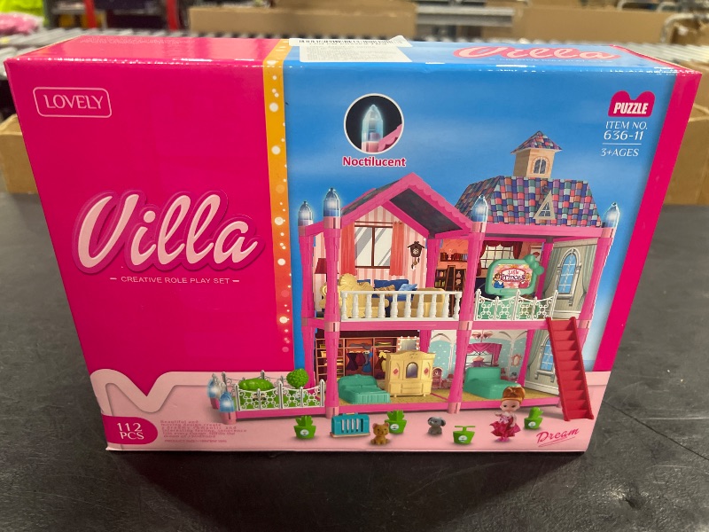 Photo 1 of KLADNDER Doll House for Girls - 2-Story 4 Rooms Dollhouse Large Princess Playhouse Includes Dolls Puppies Furniture Accessories Easy Assembly Toy for Girls 6-12 Year Olds - 3 Rooms On 1th Floor
