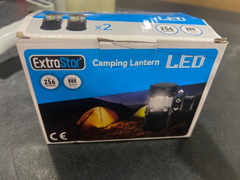 Photo 1 of EXTRASTAR 2 Pack LED Battery Operated Lights, Portable Survival Battery Powered Lamp, Waterproof Camping Lantern, Suitable for Hurricane, Emergency, Storm, Outages, Outdoor Collapsible Lanterns, Black
