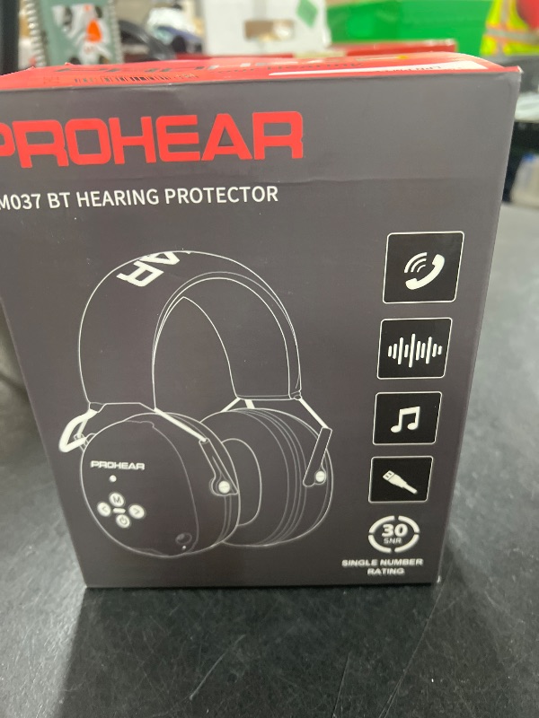 Photo 1 of PROHEAR 037 Gel Ear Pads Bluetooth 5.3 Hearing Protection Headphones,1500mAh Rechargeable Battery for 120H Playtime Perfect for Mowing Workshops Snowblowing - Black