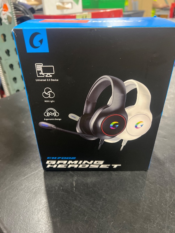 Photo 1 of syndesmos CM7002 Gaming Headset for PS5, PS4, PC, Mac, Switch, Xbox Series, Surround Sound RGB Gaming Headphones with Noise Canceling Microphone, 50MM Dynamic Drivers, 3.5MM Audio Jack, Light White