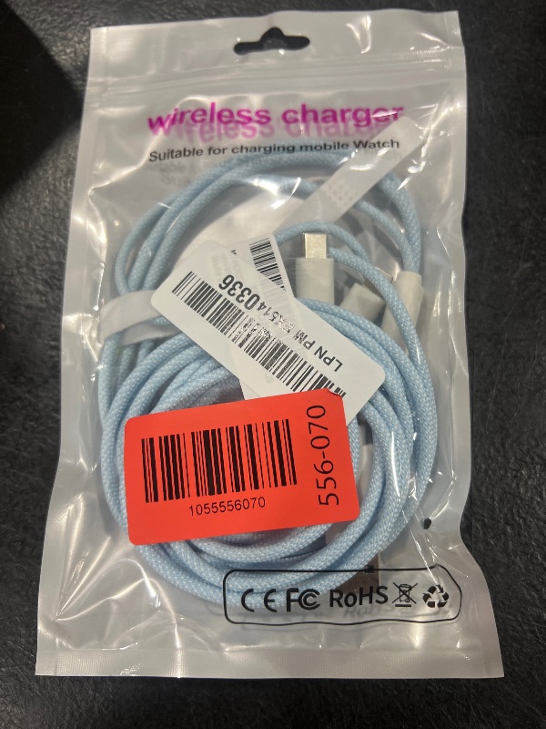 Photo 1 of Travel Apple Watch Charger 3 in 2 USB C Long Multi Charging Cable for iwatch iPhone Nylon Braided USB A/C to Lightning Type C Multi Cord Long iWatch Magnetic Wireless Charger 10FT Travel Essentials