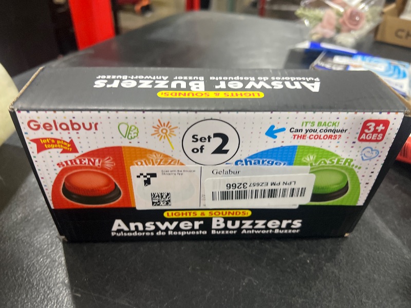 Photo 1 of Gelabur 2-Pack Buzzers for Trivia Games, Answer Buzzers for Classroom, Family Feud Jeopardy Buzzer, Game Buzzers with Lights and Sound for Classroom