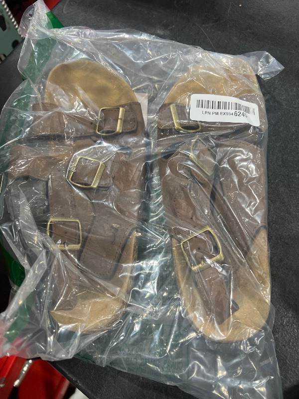 Photo 1 of Cork Sandals with Back Strap for Men and Women, Adjustable Double Buckle Arch Support, Slip-On Slide Shoe Orthotic Footwear with Cork Footbed for Indoor Outdoor Summer Beach